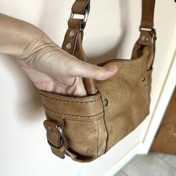 Fossil Leather Shoulder Bag Baguette Brown Zip 75082 Key Charm Compartments - Picture 5 of 10